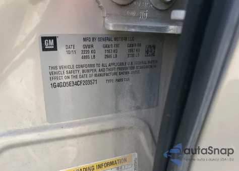 2012 Buick Lacrosse Premium from USA, damaged, VIN 1G4GD5E34CF203571